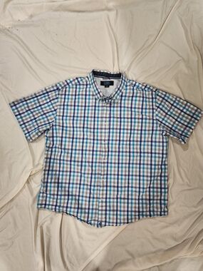 Cody James Short-Sleeve Blue Plaid Button-Down Shirt